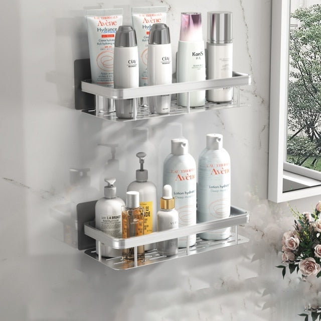 Slim Metal Bath Organizer With Suction Cups For Small Spaces