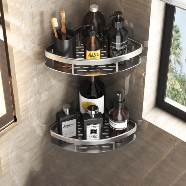 Slim Metal Bath Organizer With Suction Cups For Small Spaces