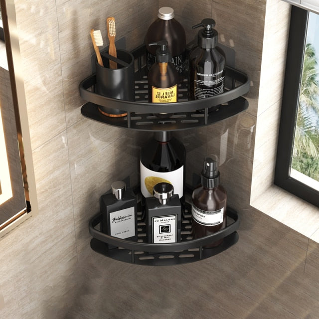 Slim Metal Bath Organizer With Suction Cups For Small Spaces
