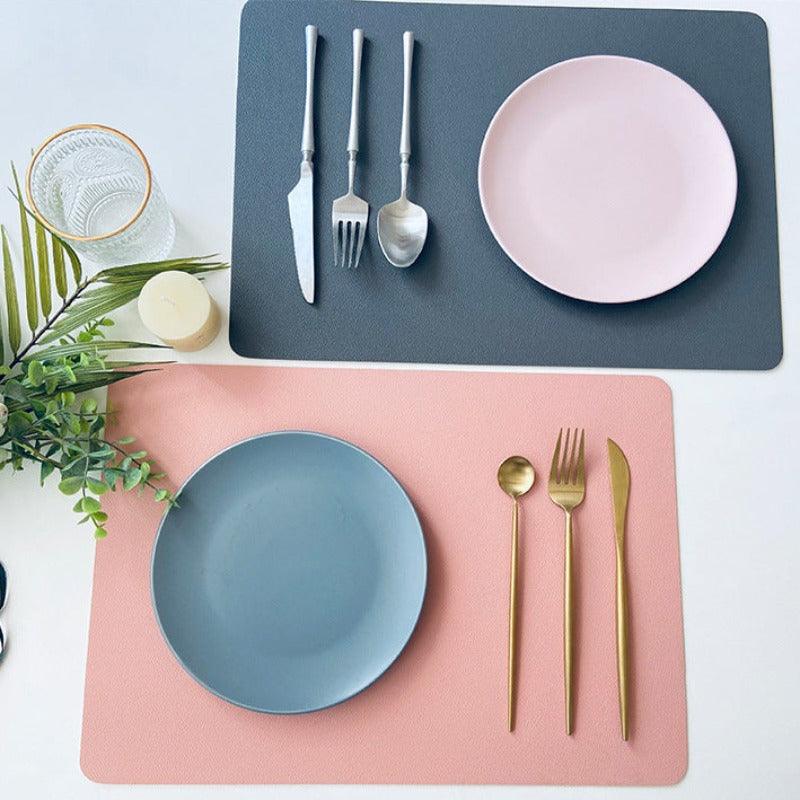 Elegant Placemats With PU Leather Finish Waterproof Non-Slip Bottoms For Table Protection
