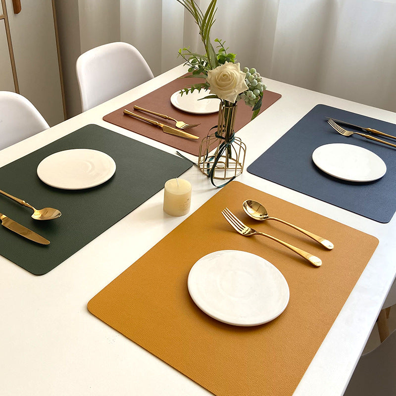 Elegant Placemats With PU Leather Finish Waterproof Non-Slip Bottoms For Table Protection