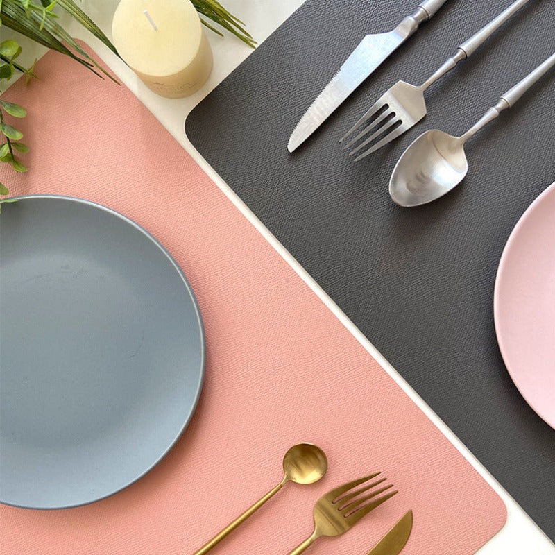 Elegant Placemats With PU Leather Finish Waterproof Non-Slip Bottoms For Table Protection
