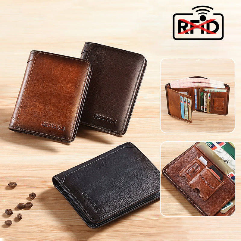Slim RFID Blocking Wallet For Men, Premium Leather Finish, Minimalist