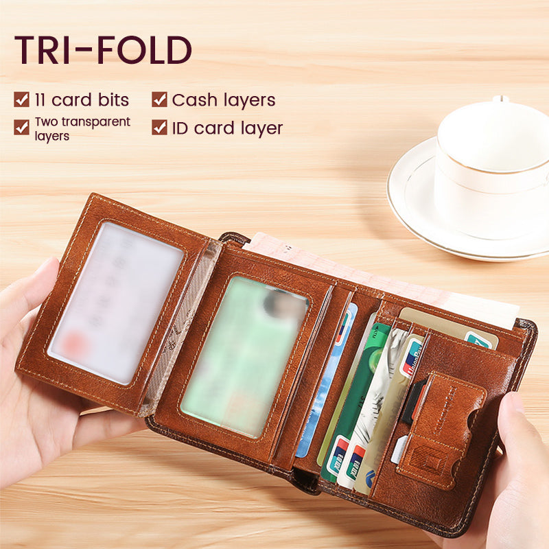 Slim RFID Blocking Wallet For Men, Premium Leather Finish, Minimalist