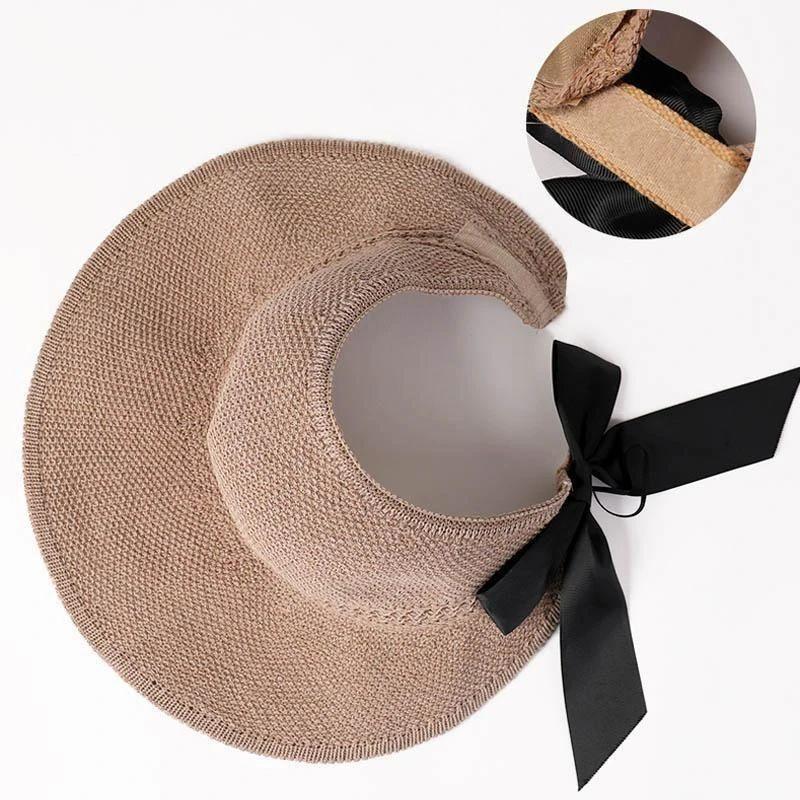 Women’s Wide Brim Beach Hat With Adjustable Size For Summer UV Protection