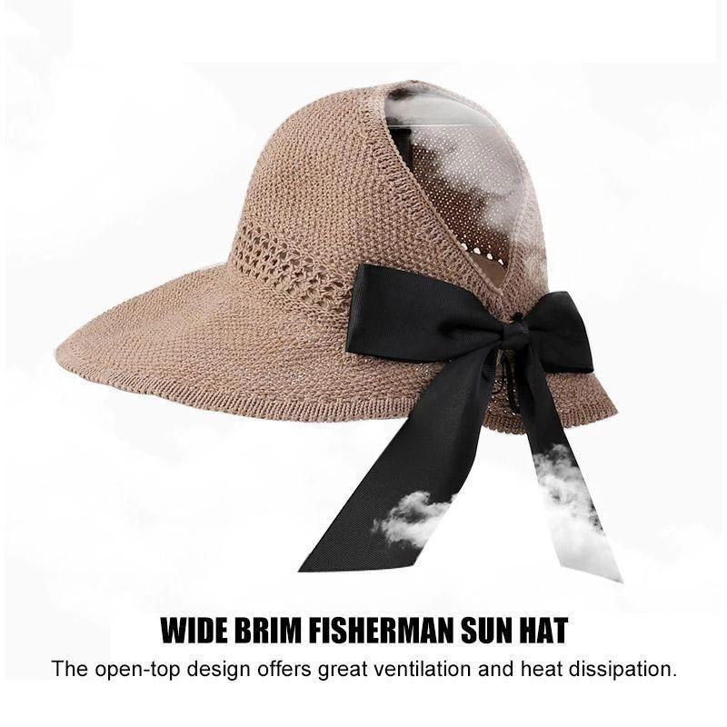 Women’s Wide Brim Beach Hat With Adjustable Size For Summer UV Protection