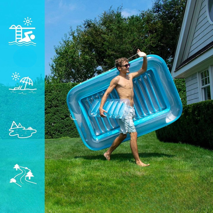 SunBreeze Inflatable Lounge Chair With Removable Headrest For Outdoor Poolside Relaxation