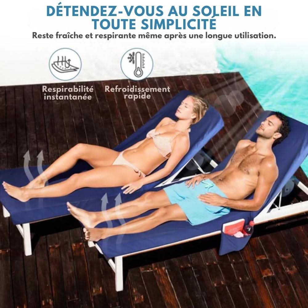 SunLounge Towel With Side Pockets And Non Slip Design For Outdoor Comfort
