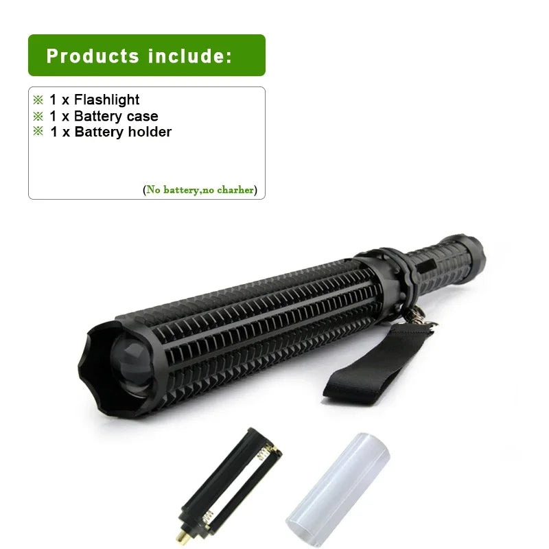 XHP120 LED Tactical Flashlight With Telescopic Zoom Waterproof For Outdoor Use