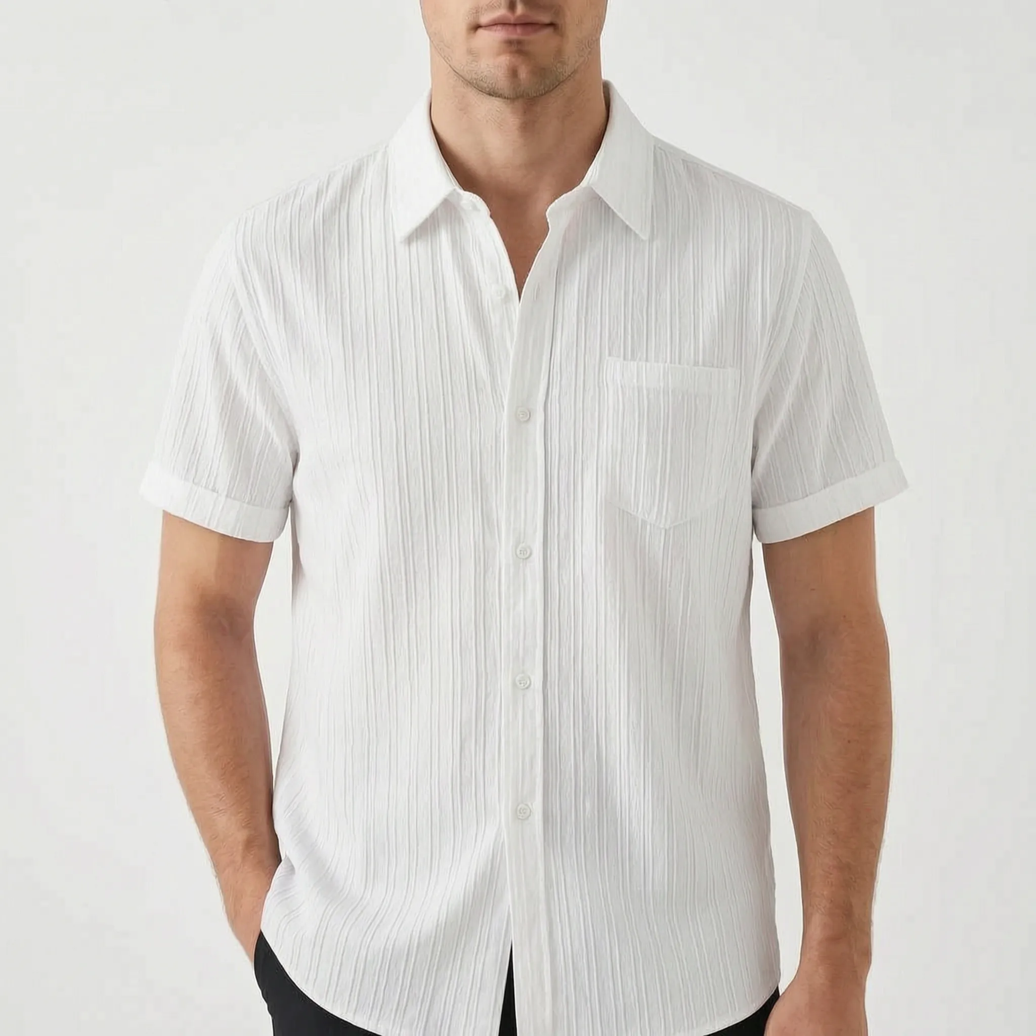 Textured Short Sleeve Shirt -  Smart Casual Dressing - Ormexis