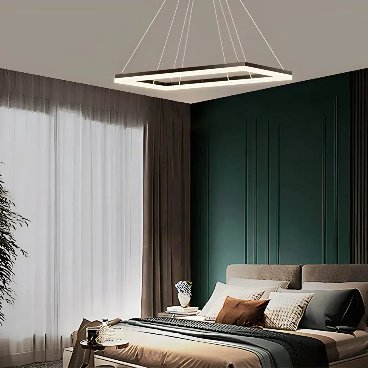 Modern Black Tiered Rectangular Chandelier For Contemporary Interiors