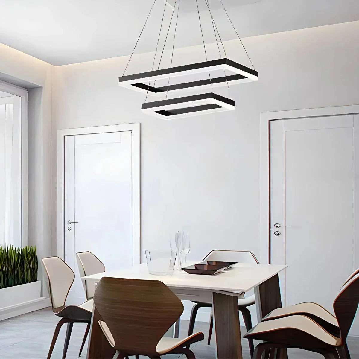 Modern Black Tiered Rectangular Chandelier For Contemporary Interiors