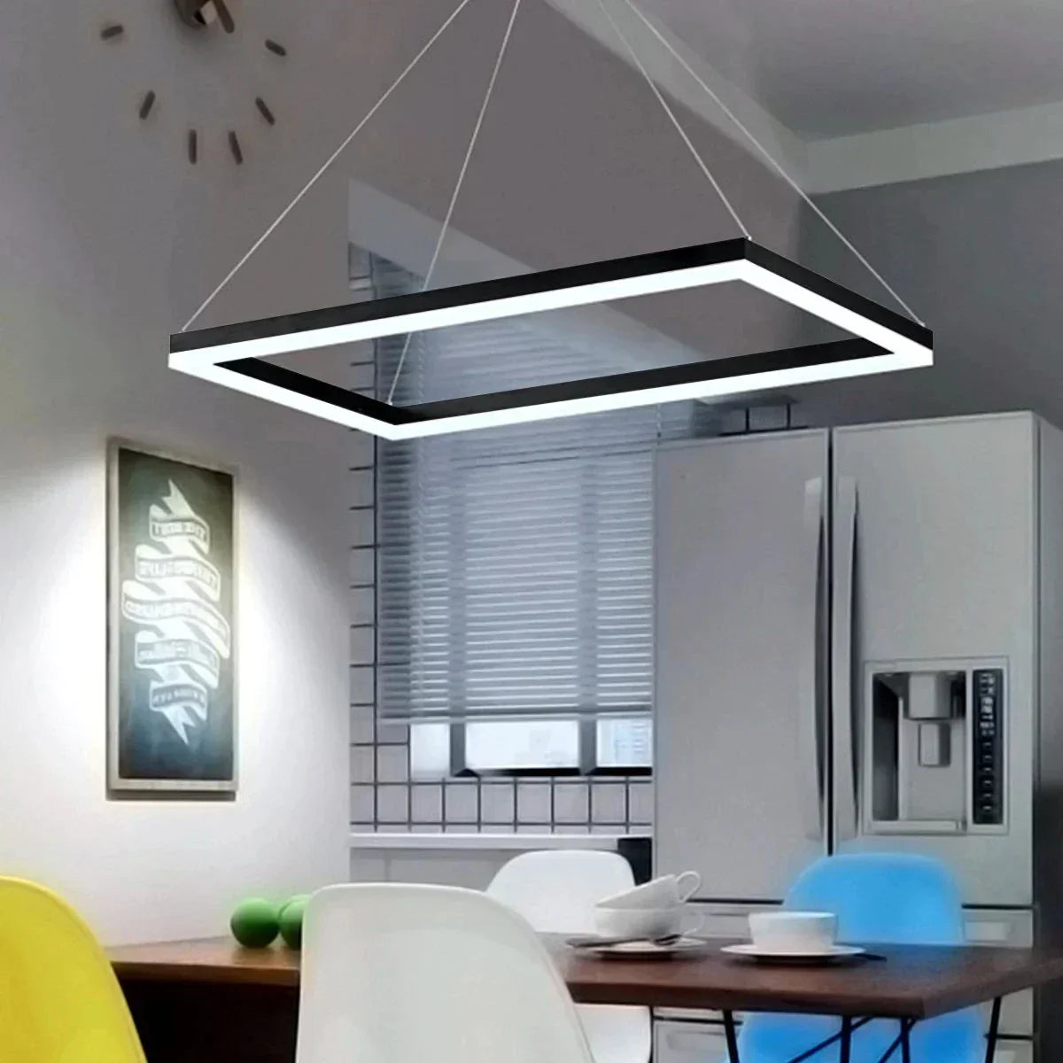 Modern Black Tiered Rectangular Chandelier For Contemporary Interiors