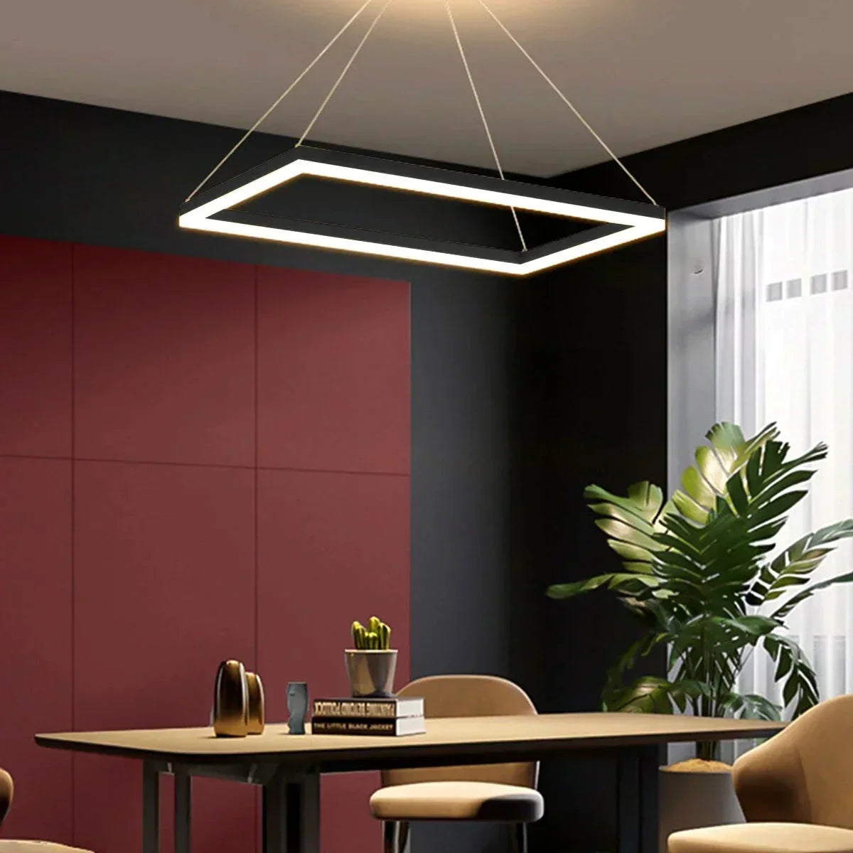 Modern Black Tiered Rectangular Chandelier For Contemporary Interiors