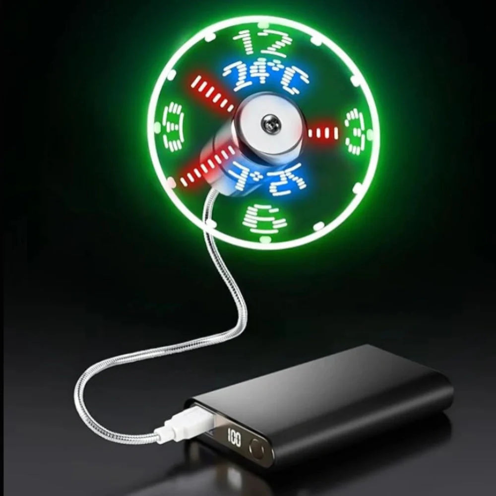TimeGlow USB-Powered Clock Fan LED Display And Adjustable Airflow