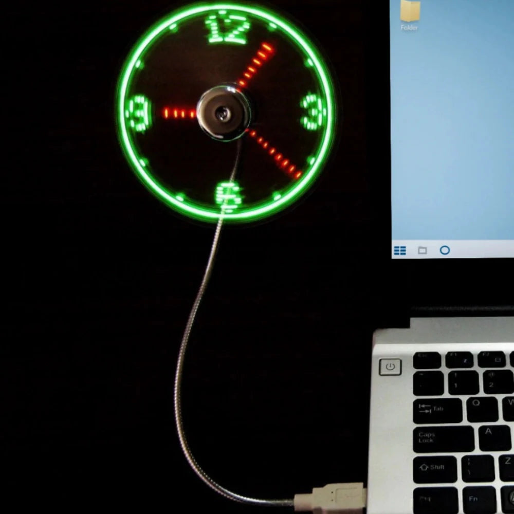 TimeGlow USB-Powered Clock Fan LED Display And Adjustable Airflow