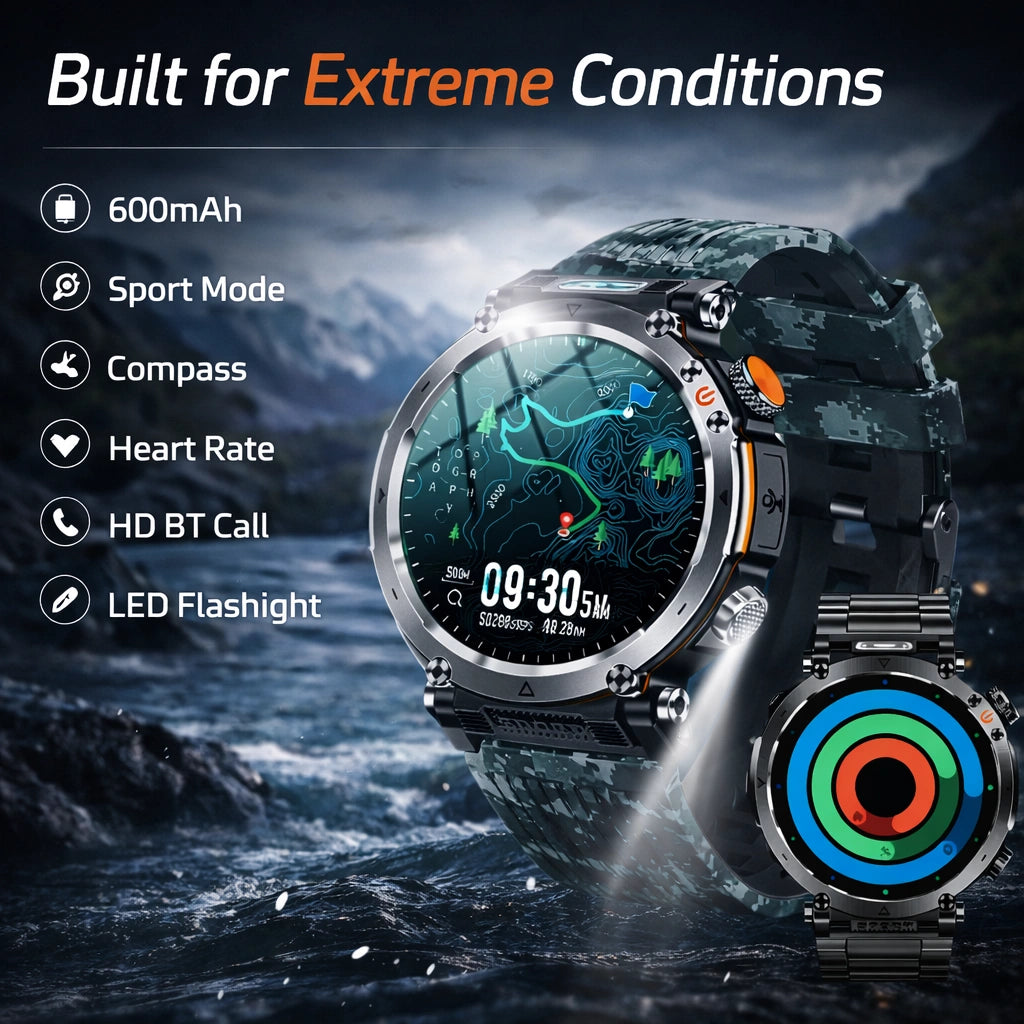 TitanCore Series Rugged GPS Smartwatch With Health Monitoring For Outdoor Adventures