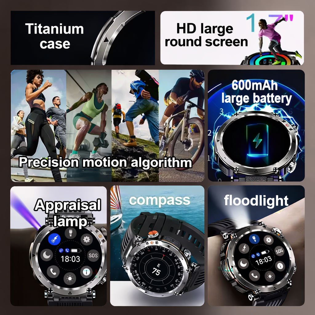 TitanCore Series Rugged GPS Smartwatch With Health Monitoring For Outdoor Adventures