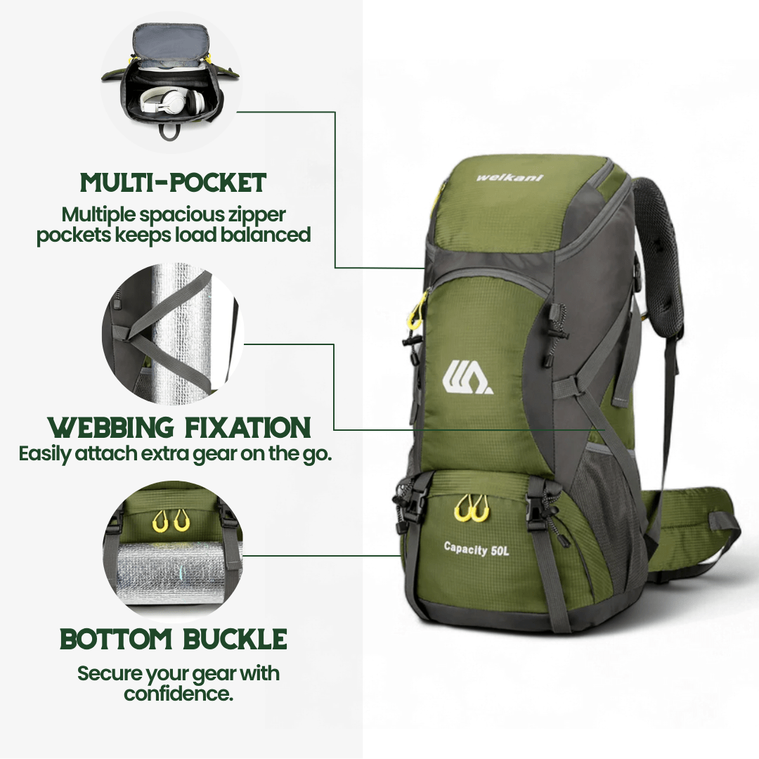 TrailPro 50L Hiking Pack With Airy Back Panel For Everyday Comfort