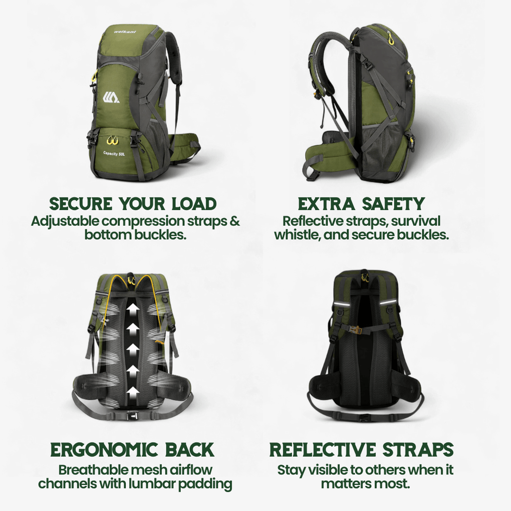 TrailPro 50L Hiking Pack With Airy Back Panel For Everyday Comfort