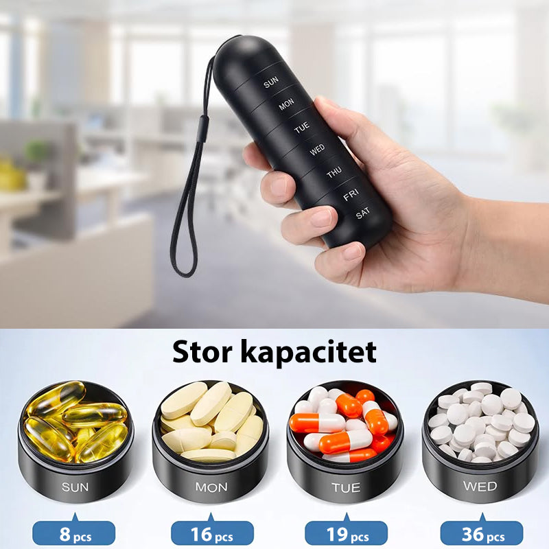 TravelMate 7 Day Organizer For Pills With Waterproof Aluminum Case