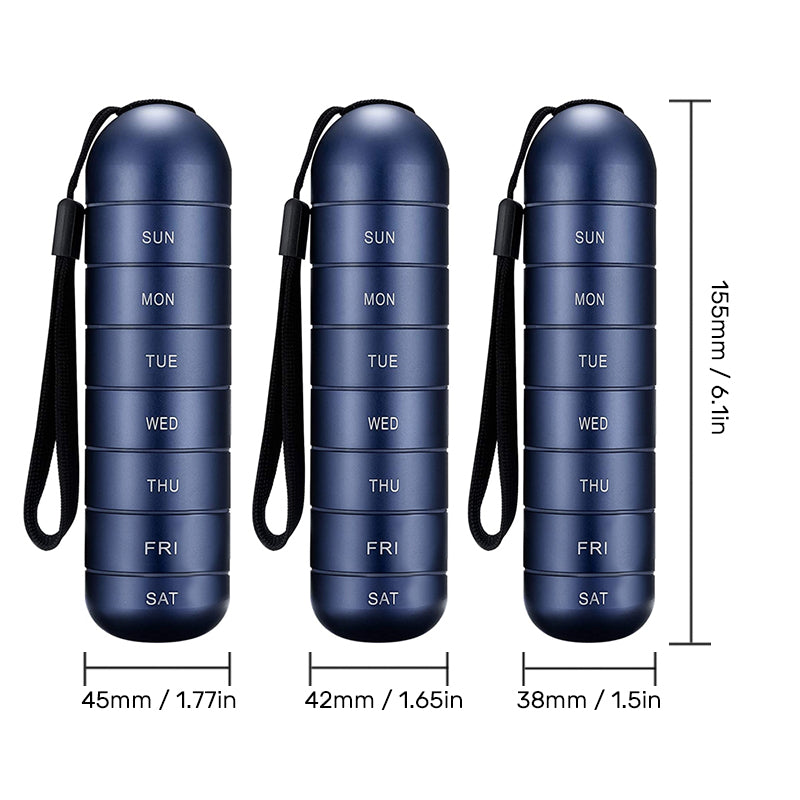 TravelMate 7 Day Organizer For Pills With Waterproof Aluminum Case