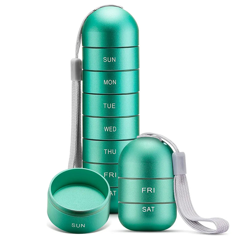 TravelMate 7 Day Organizer For Pills With Waterproof Aluminum Case
