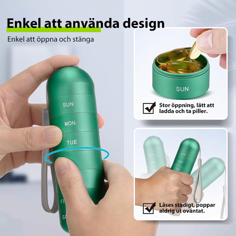 TravelMate 7 Day Organizer For Pills With Waterproof Aluminum Case
