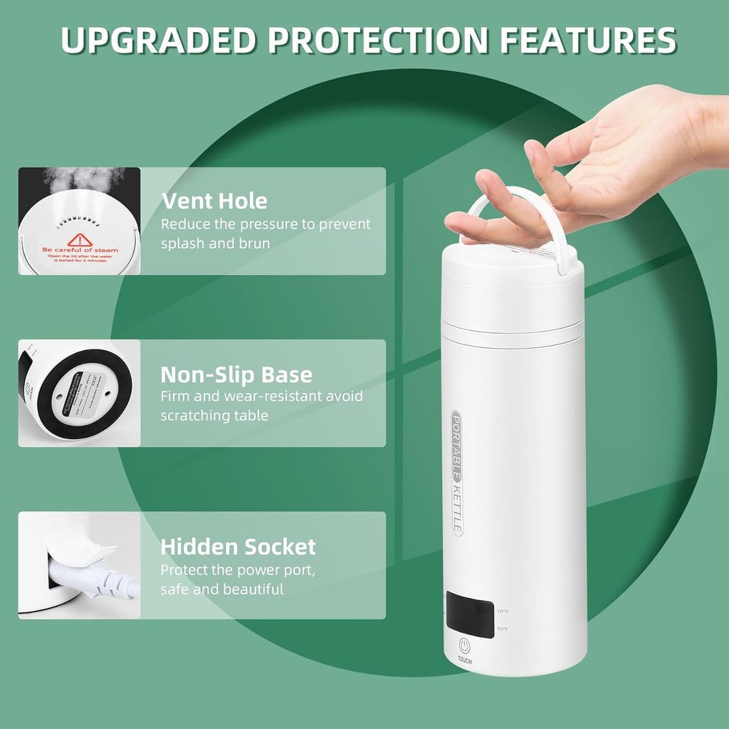 TravelMate Compact Electric Kettle With Smart Temperature Control