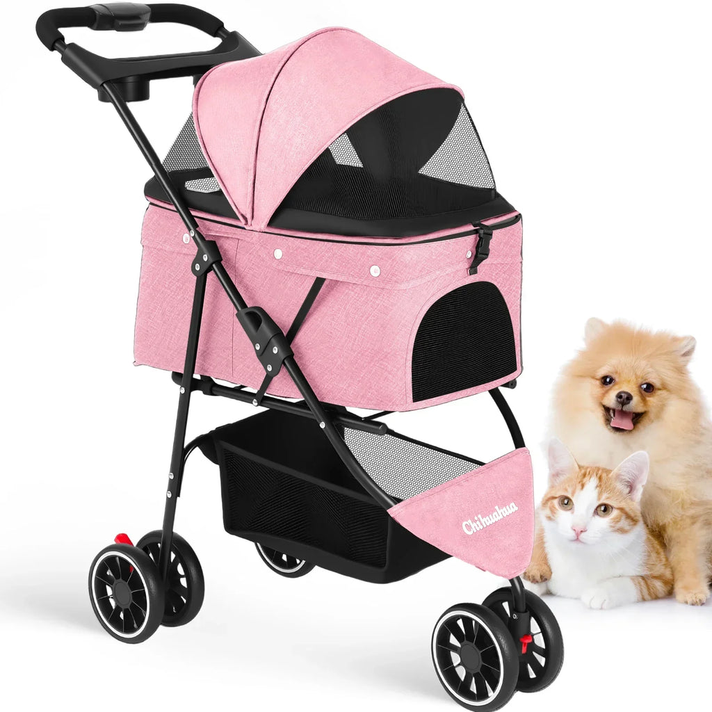 Travel Buddy Water Resistant Lightweight Pet Stroller For Cats And Small Dogs Foldable