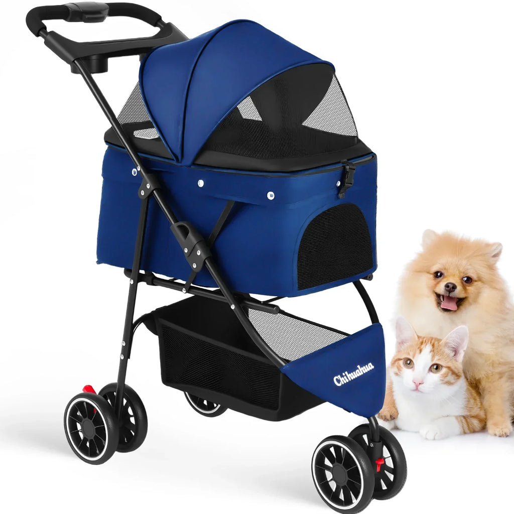 Travel Buddy Water Resistant Lightweight Pet Stroller For Cats And Small Dogs Foldable