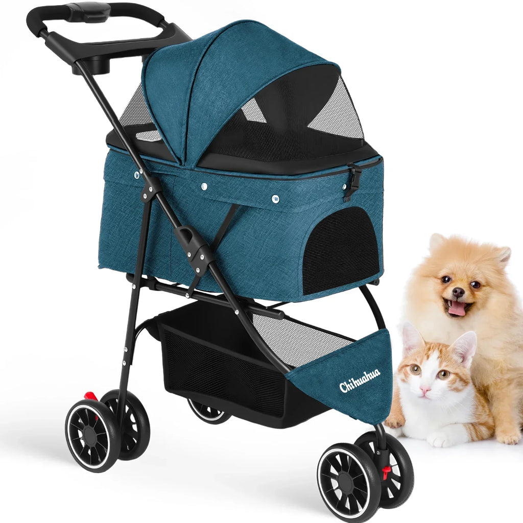 Travel Buddy Water Resistant Lightweight Pet Stroller For Cats And Small Dogs Foldable