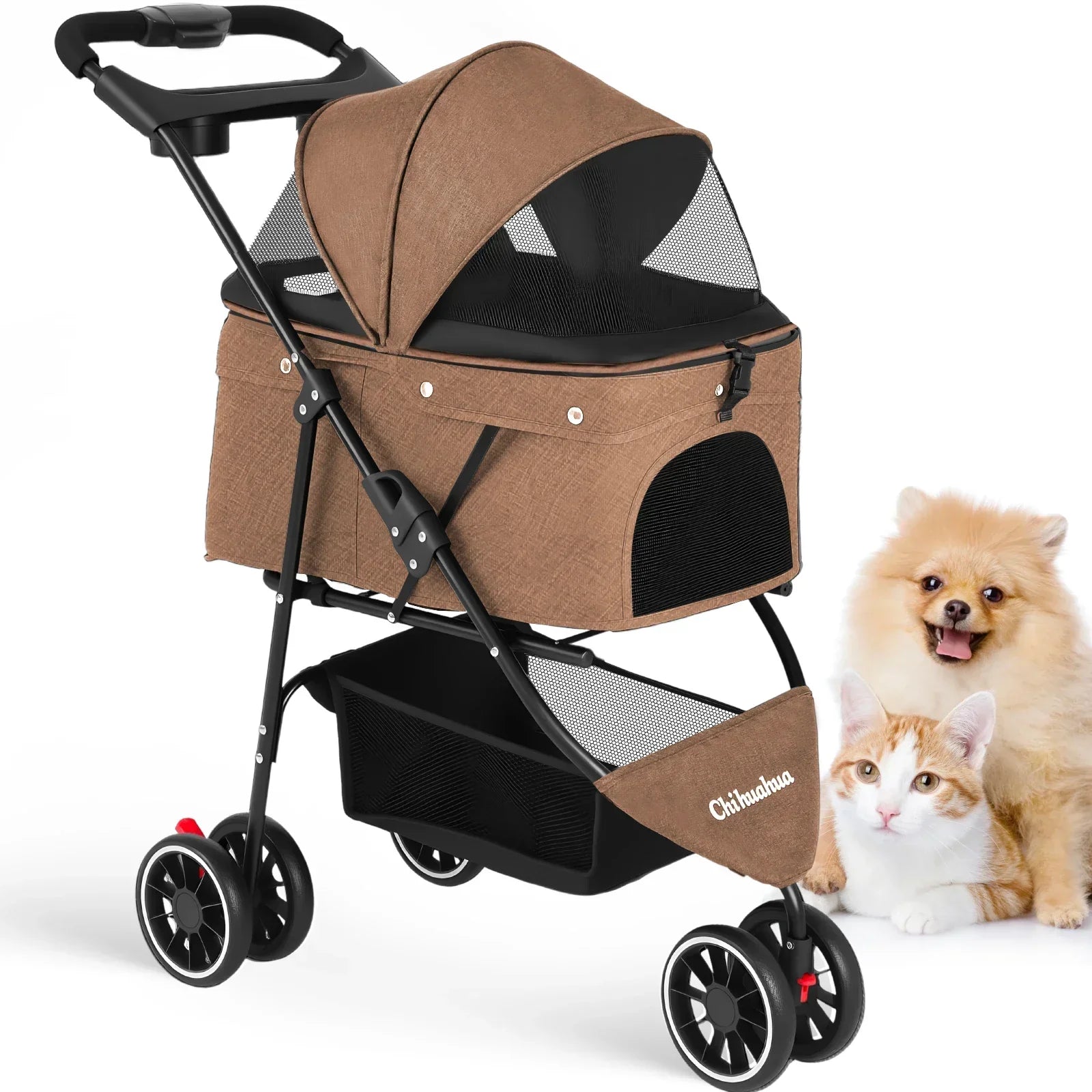 Travel Buddy Water Resistant Lightweight Pet Stroller For Cats And Small Dogs Foldable