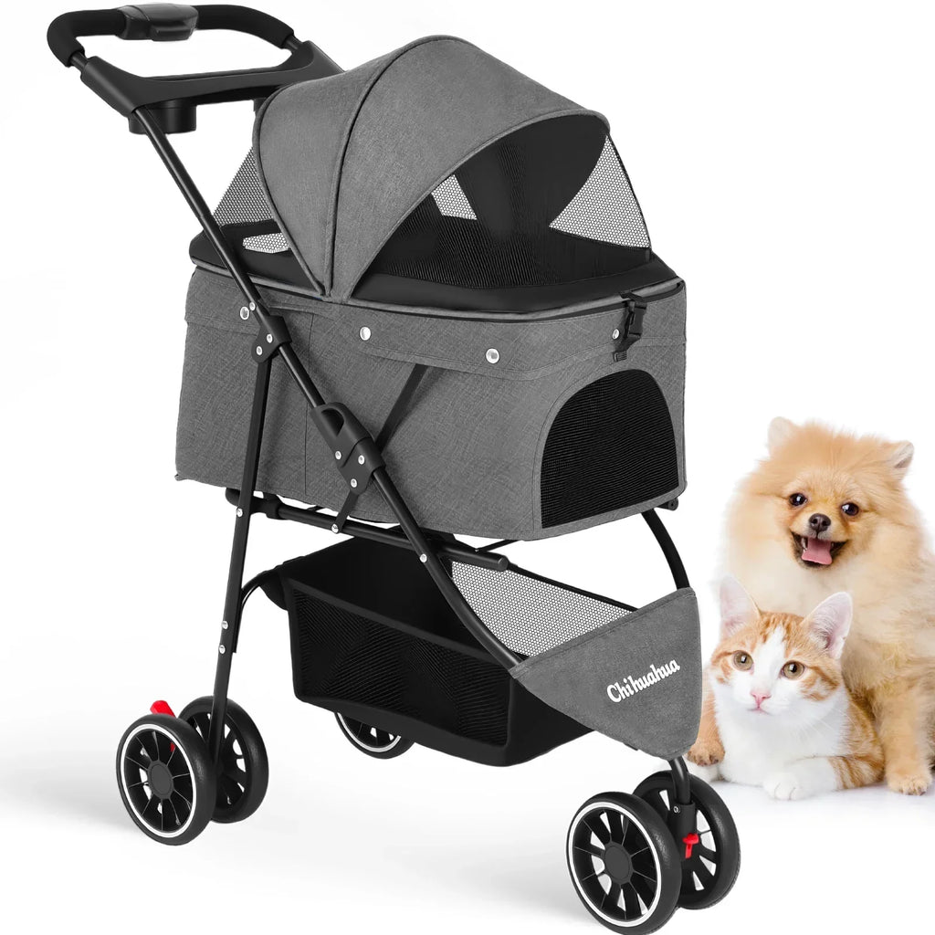 Travel Buddy Water Resistant Lightweight Pet Stroller For Cats And Small Dogs Foldable