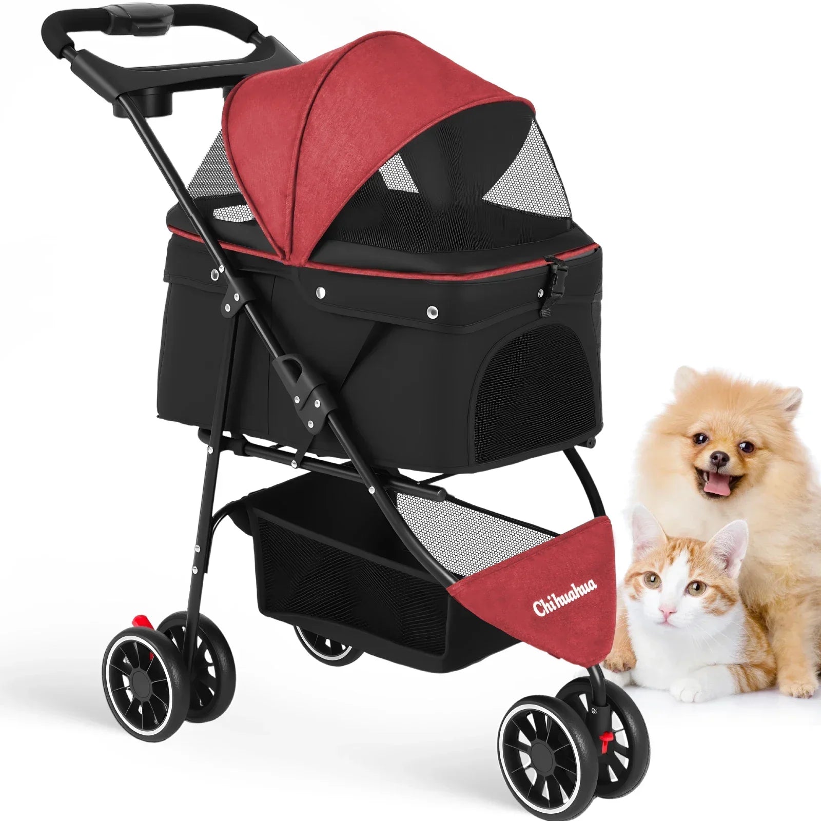 Travel Buddy Water Resistant Lightweight Pet Stroller For Cats And Small Dogs Foldable