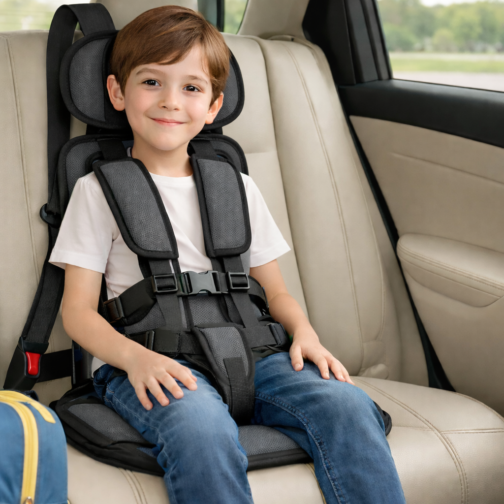 Travel Buddy Portable Lightweight Car Booster With Five Point Harness For Safer Travel