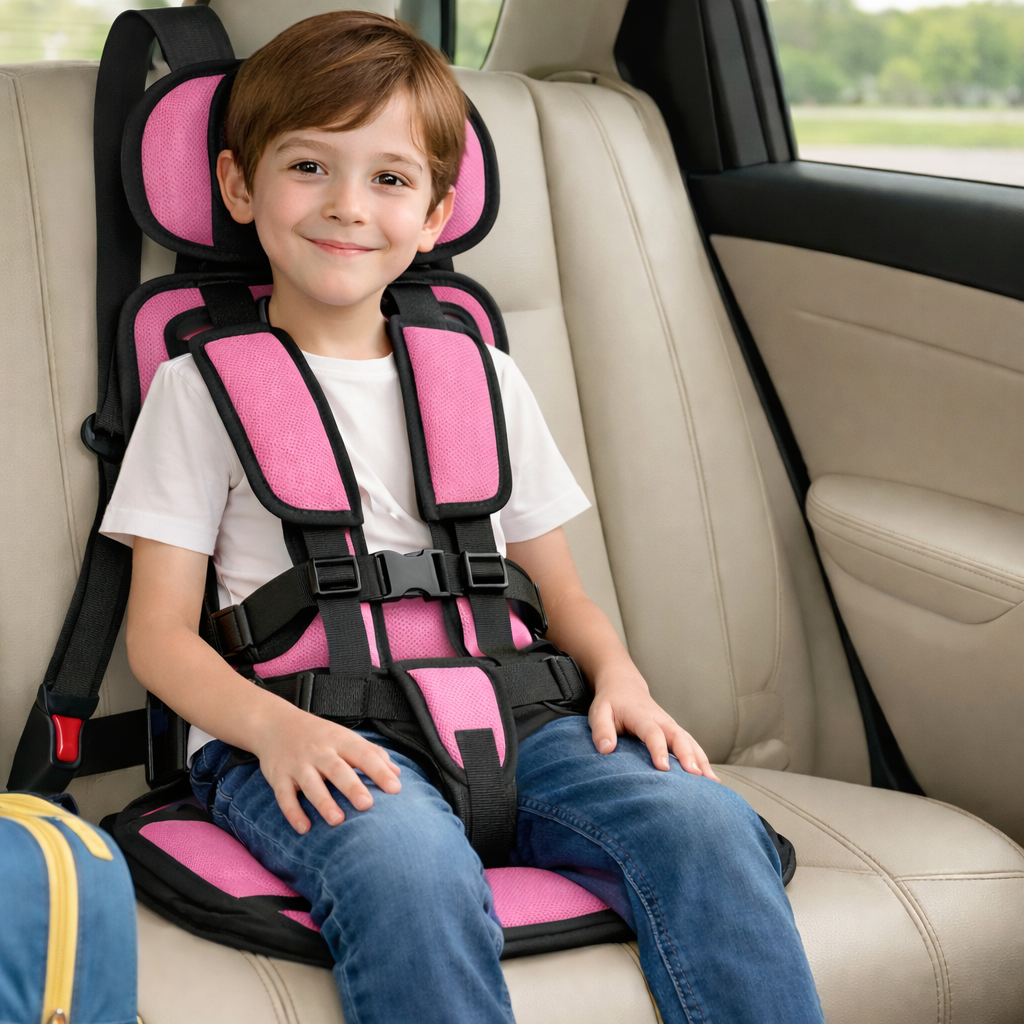 Travel Buddy Portable Lightweight Car Booster With Five Point Harness For Safer Travel