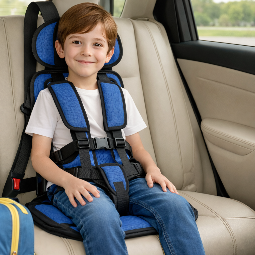 Travel Buddy Portable Lightweight Car Booster With Five Point Harness For Safer Travel