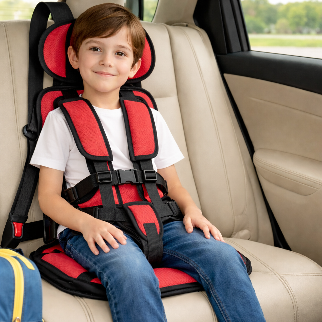 Travel Buddy Portable Lightweight Car Booster With Five Point Harness For Safer Travel