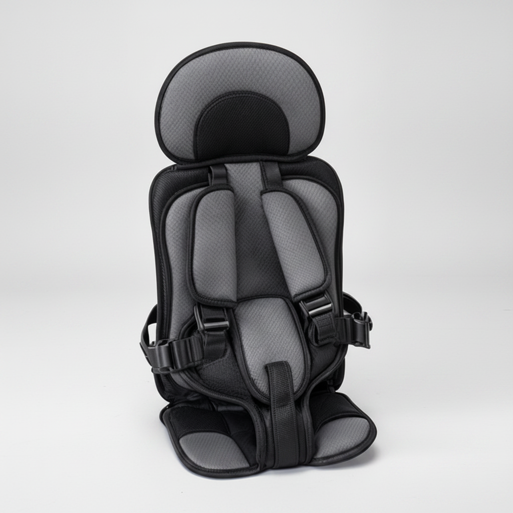 Travel Buddy Foldable Booster Car Seat With Five Point Harness For Travel Convenience