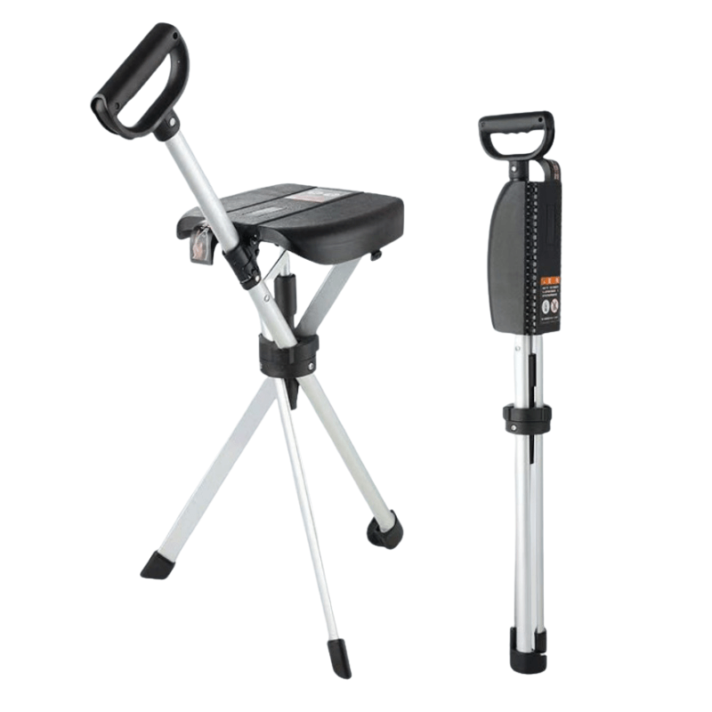 Travel Companion Foldable Walking Cane With Seat Height Adjustable Lightweight Outdoor Use