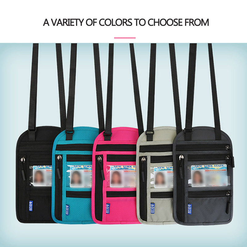 Travel Neck Pouch With RFID Blocking Passport Holder Water-Resistant