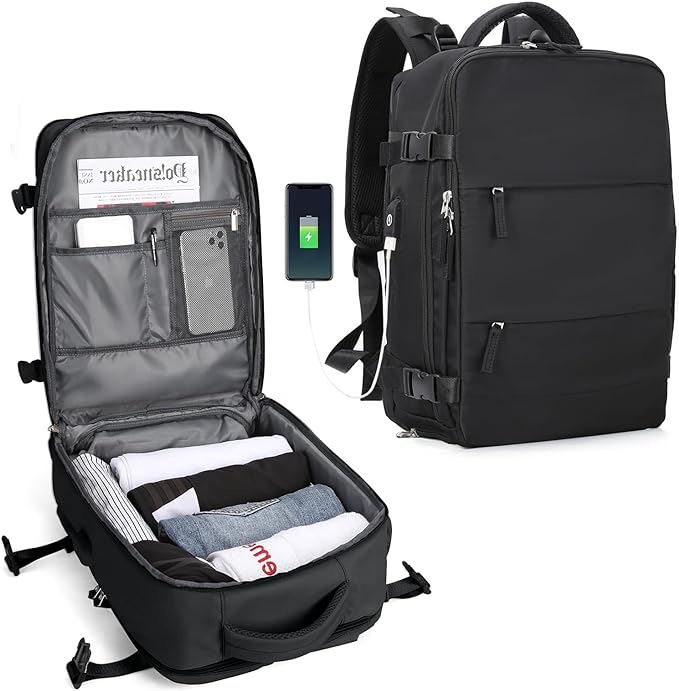 Traveler's Companion Durable Outdoor Backpack With USB Port And Water-Resistant Design