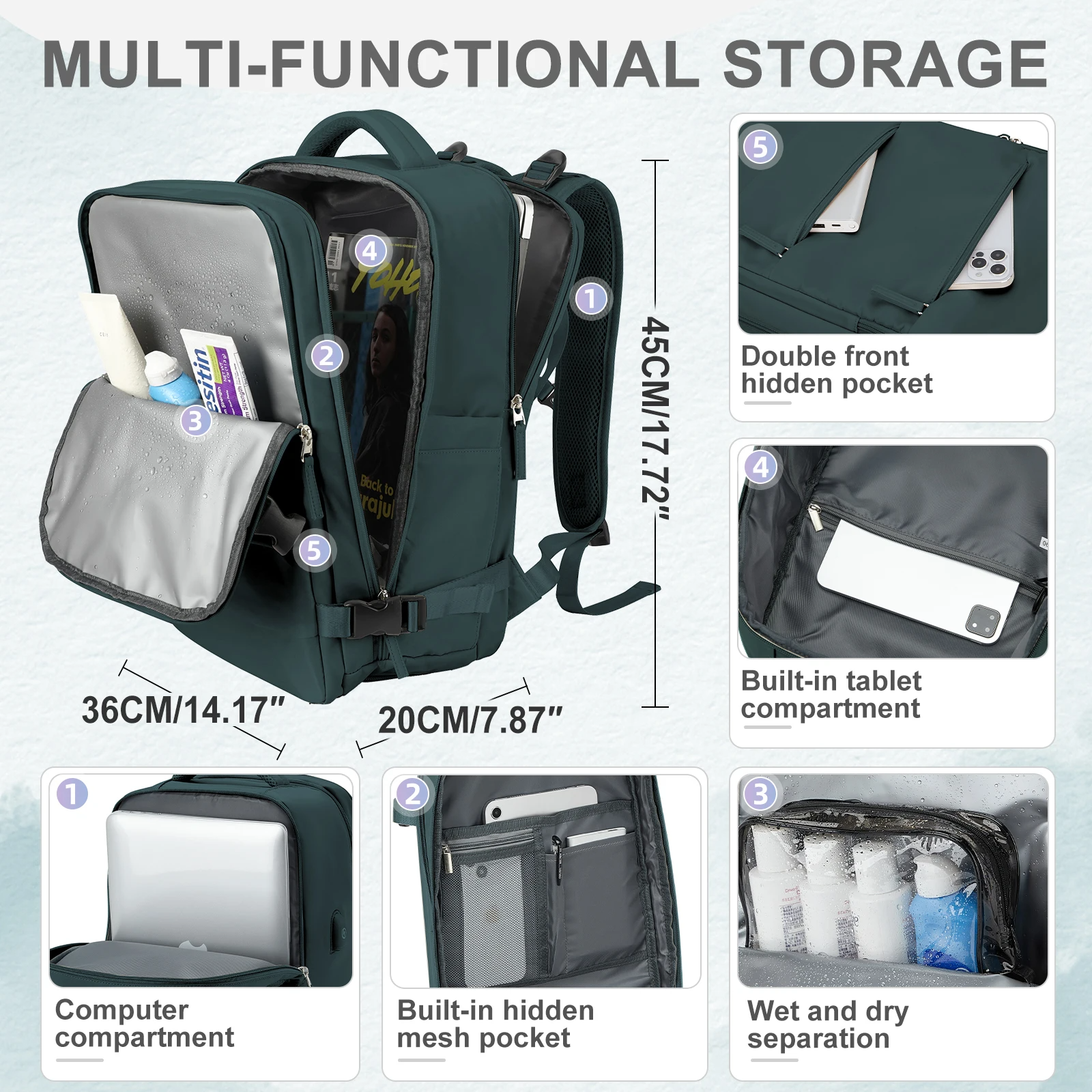 Traveler's Companion Durable Outdoor Backpack With USB Port And Water-Resistant Design