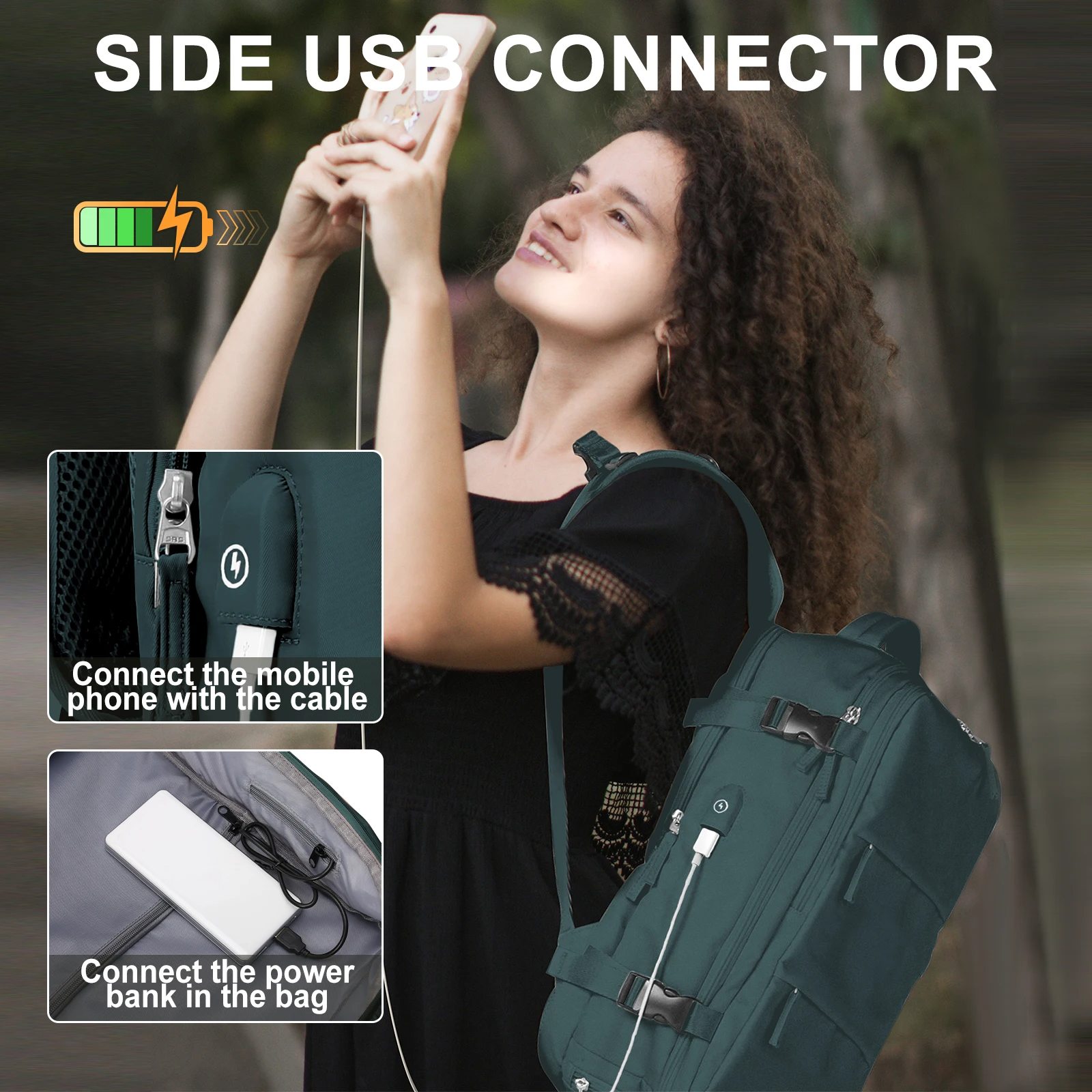 Traveler's Companion Durable Outdoor Backpack With USB Port And Water-Resistant Design