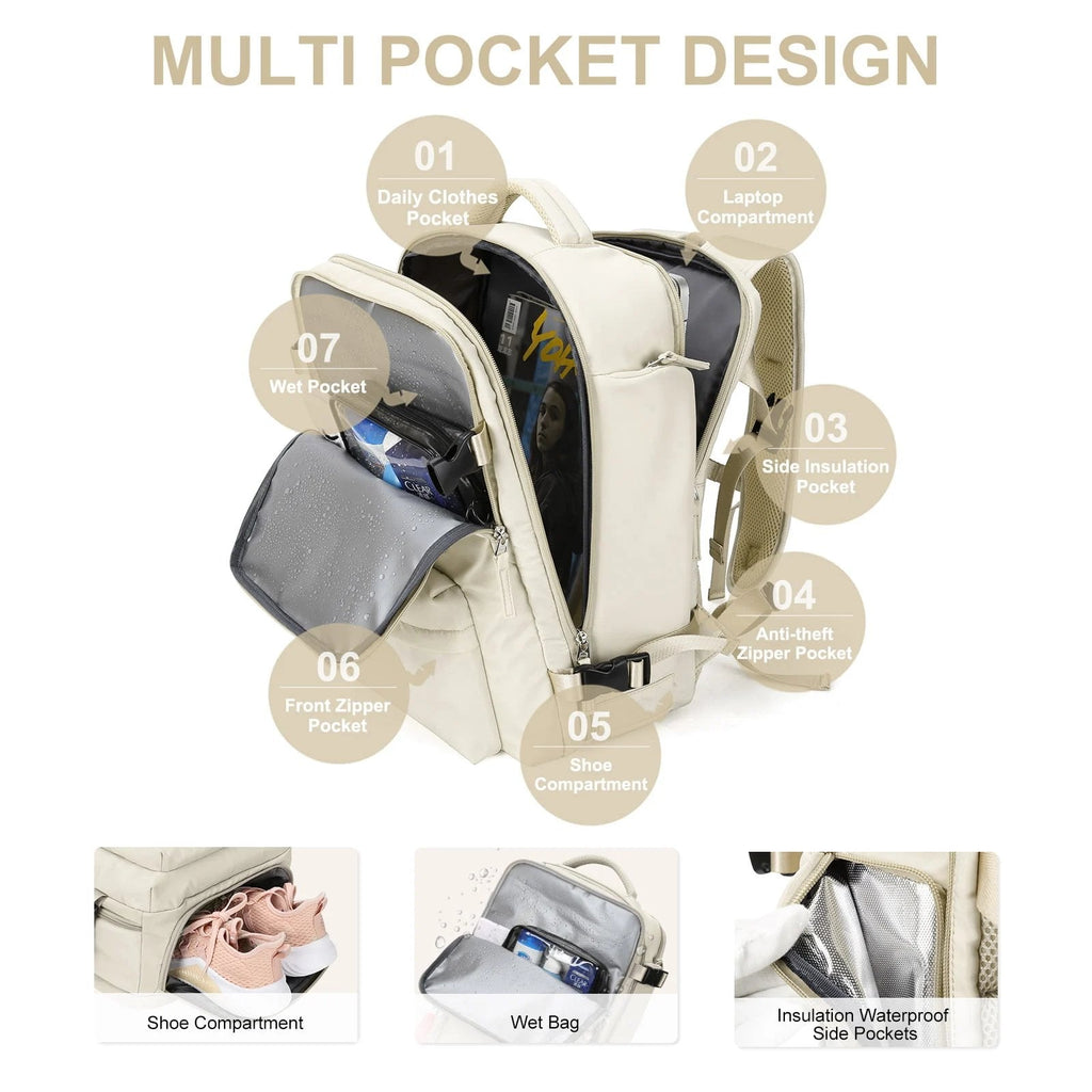 Travelliva Anti-Theft Features Women’s Travel Backpack With USB Port And Waterproof Design