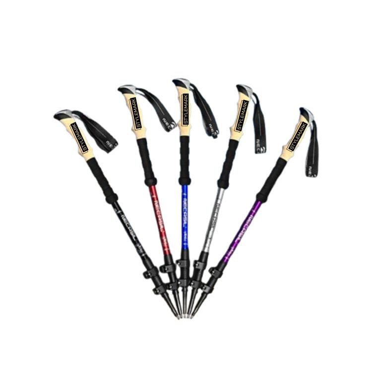 Lightweight Trekking Poles With Anti Shock System And Ergonomic Cork Grip