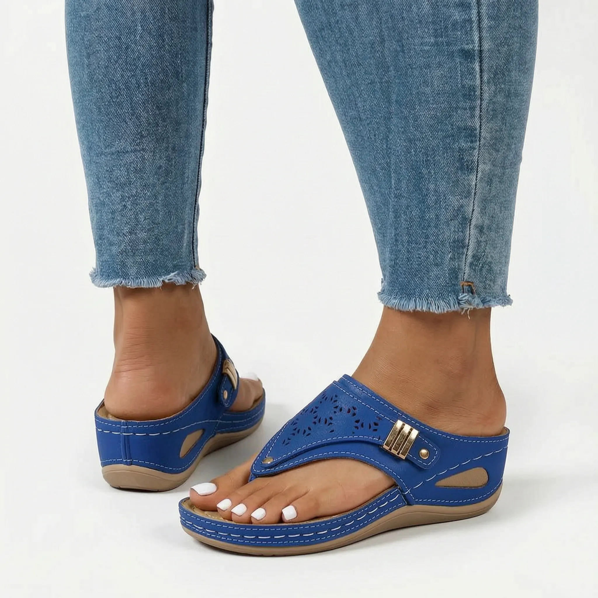 Casual Slip-On Wedge Sandals -  Quick Everyday Dressing - Ormexis