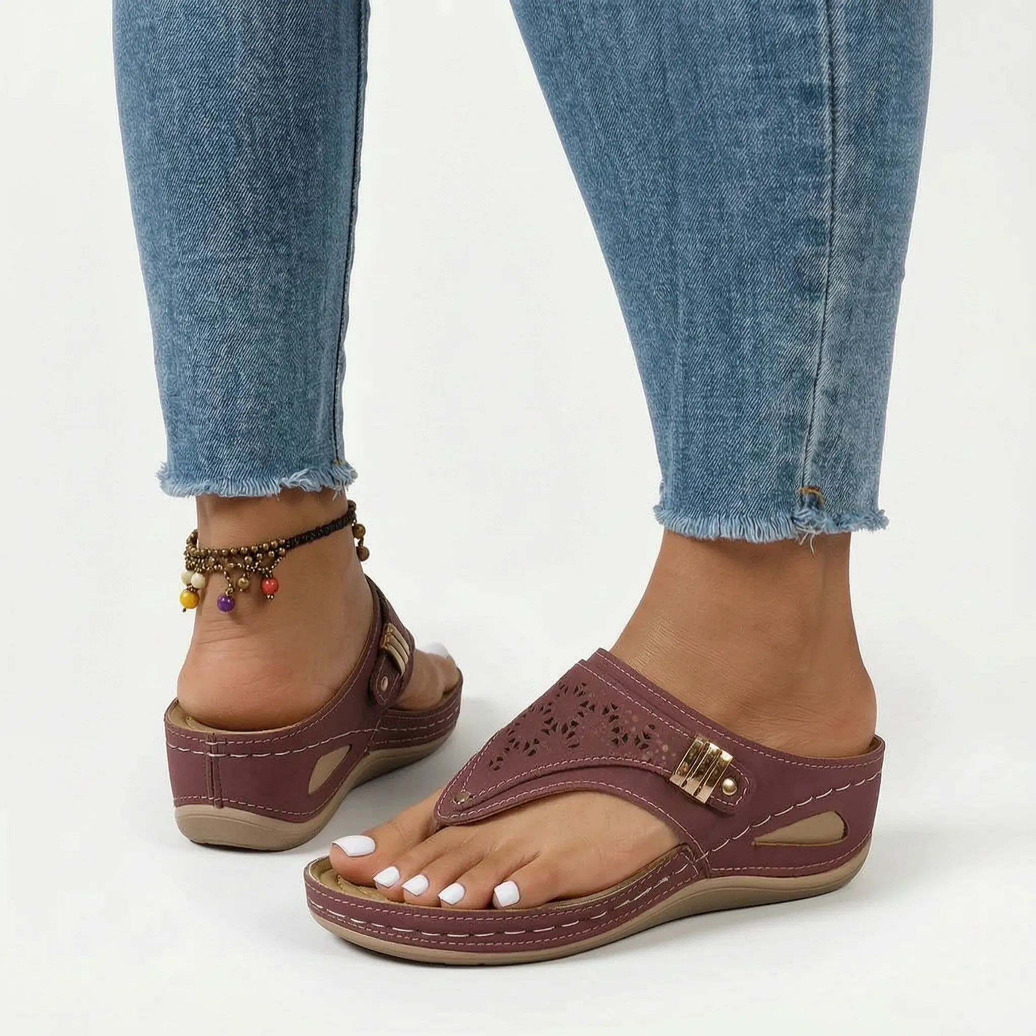Casual Slip-On Wedge Sandals -  Quick Everyday Dressing - Ormexis
