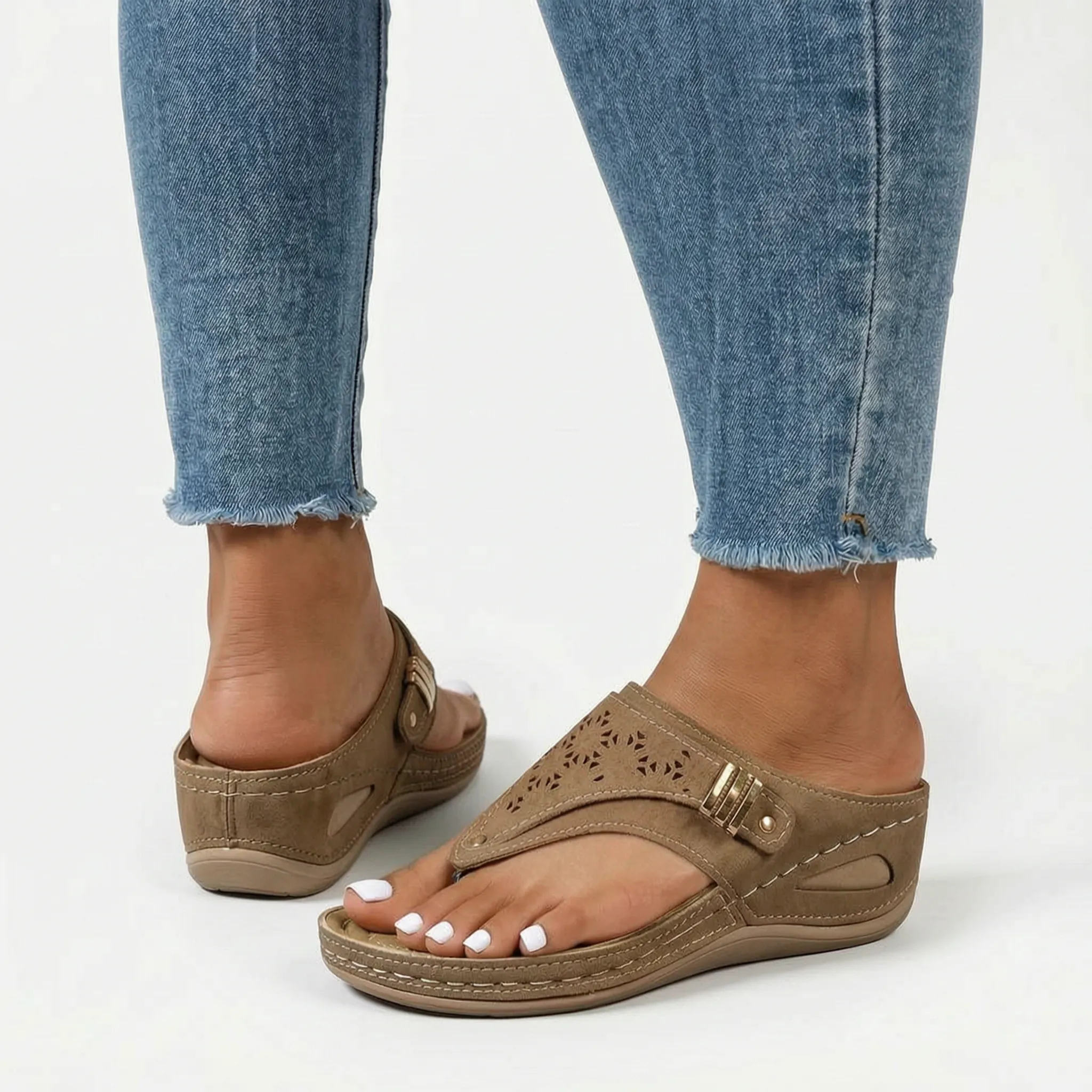 Casual Slip-On Wedge Sandals -  Quick Everyday Dressing - Ormexis